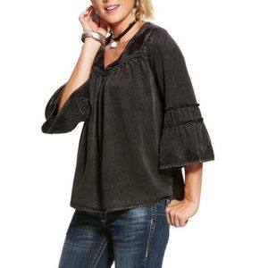 Ariat Embroidered Tribal Rose Top - Medium